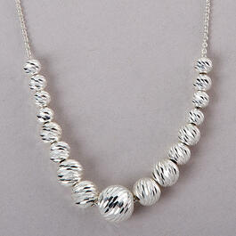 Sterling Silver Graduated Diamond Cut Necklace