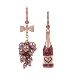 Betsey Johnson Rose Gold-Tone Mismatch Drop Earrings