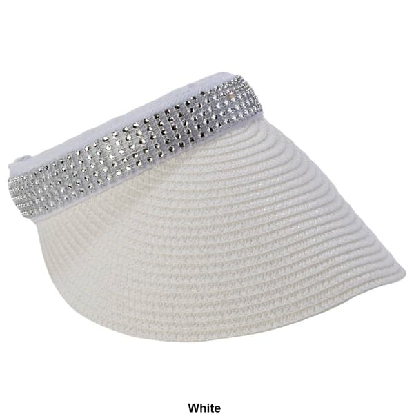 Womens Madd Hatter Straw Clip Visor Metallic Band