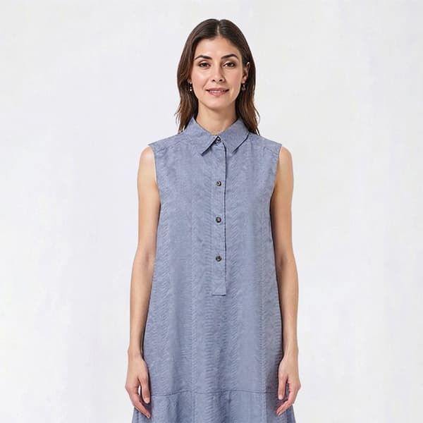 Womens Emma & Michele Sleeveless Ruffle Hem Shirtdress