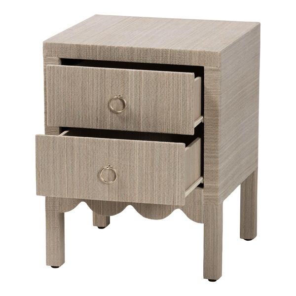 bali & pari Juniper Grasscloth Nightstand with Scalloped Base