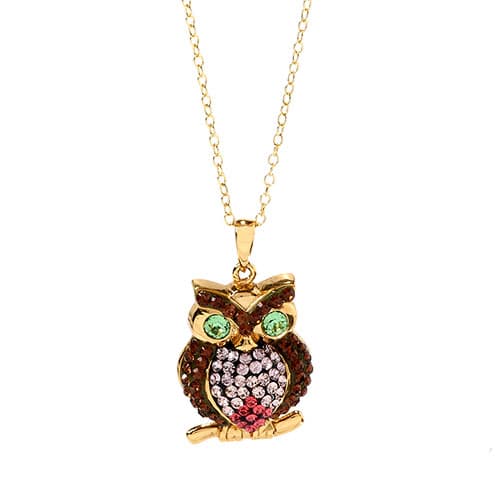 Multi Color Crystal Owl Pendant - image 