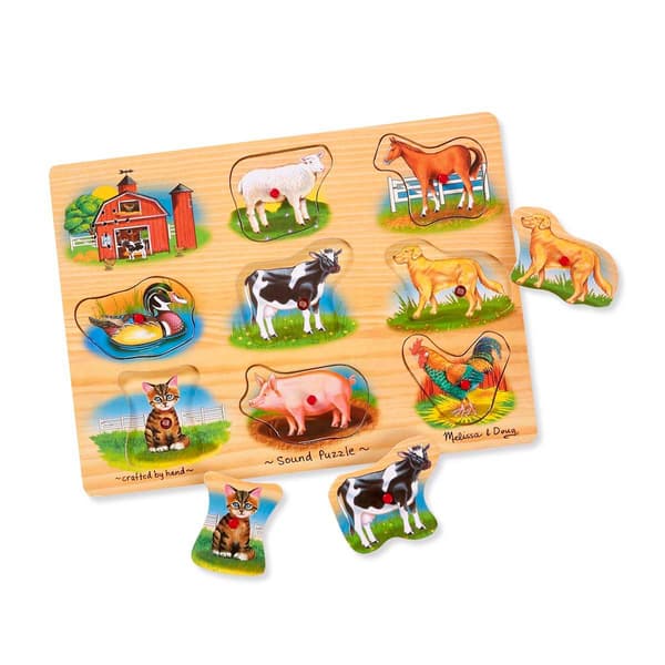 Melissa &amp; Doug® 8pc. Farm Sound Wooden Peg Puzzle