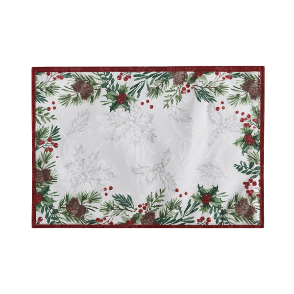 Threadmade Holly Berry Flourish Holiday Placemat - Set of 4