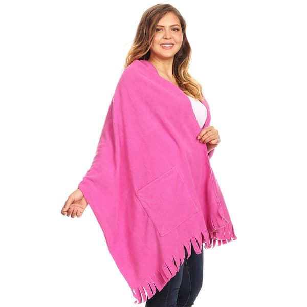 Plus Size White Mark Solid Shawl Poncho