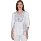 Petite Ruby Rd. French Riviera 3/4 Sleeve Mixed Floral Blouse - image 1