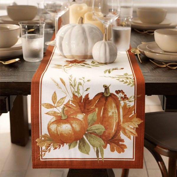 Threadmade Autumn Pumpkin Grove Fall Table Runner
