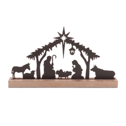 Melrose 11.75in. Metal Nativity Silhouette with Wood Base