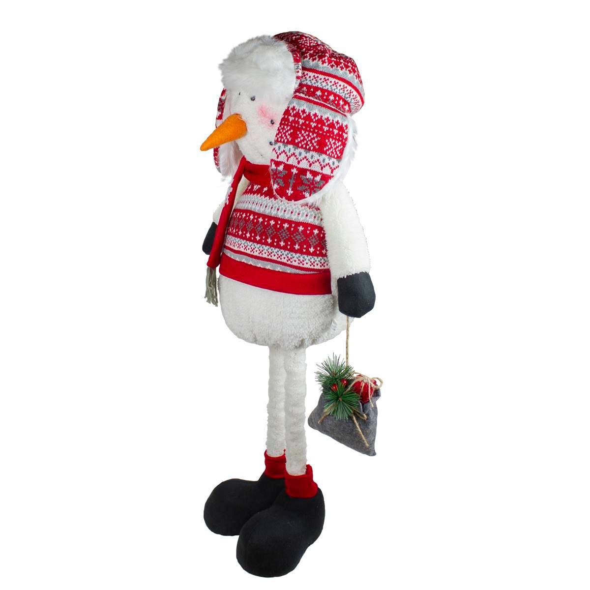 Northlight Plush Snowman w/ a Present Bag Christmas Figure