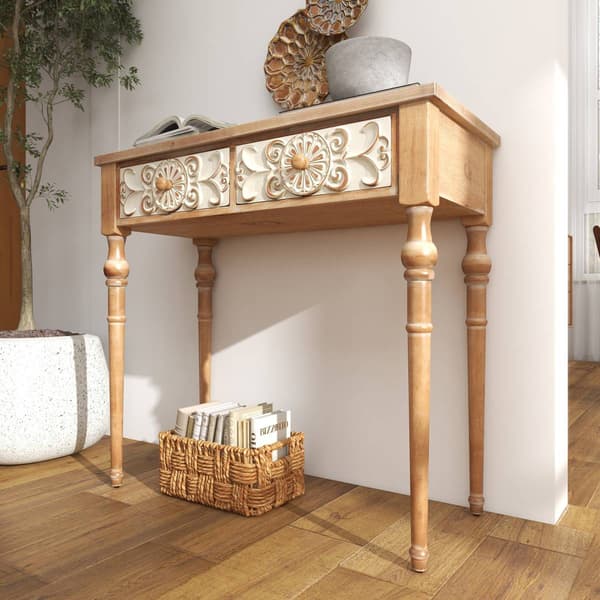 9th & Pike® Brown Farmhouse Wood Console Table