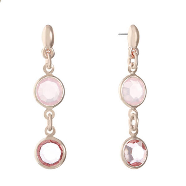 Gloria Vanderbilt Rose Gold & Pink Linear Drop Earrings - image 