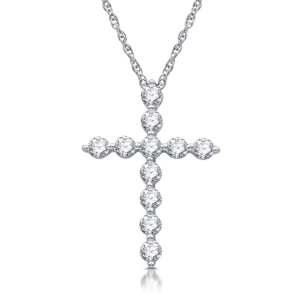 Nova Star(R) 1/2ctw. Lab Grown Diamond White Gold Cross Pendant - image 