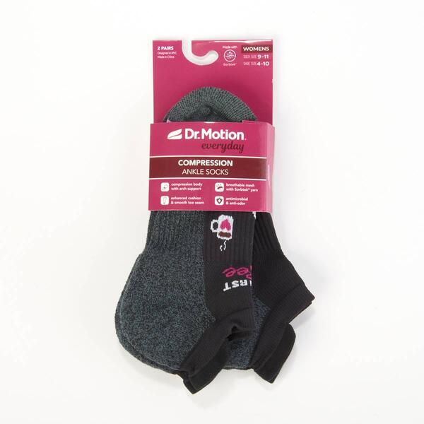 Womens Dr. Motion 2pk. Coffee Low Cut Ankle Socks - image 