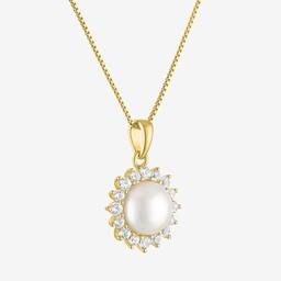 Gemstone Classics™ Lab Grown White Sapphire Pearl Halo Pendant