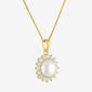 Gemstone Classics™ Lab Grown White Sapphire Pearl Halo Pendant - image 2