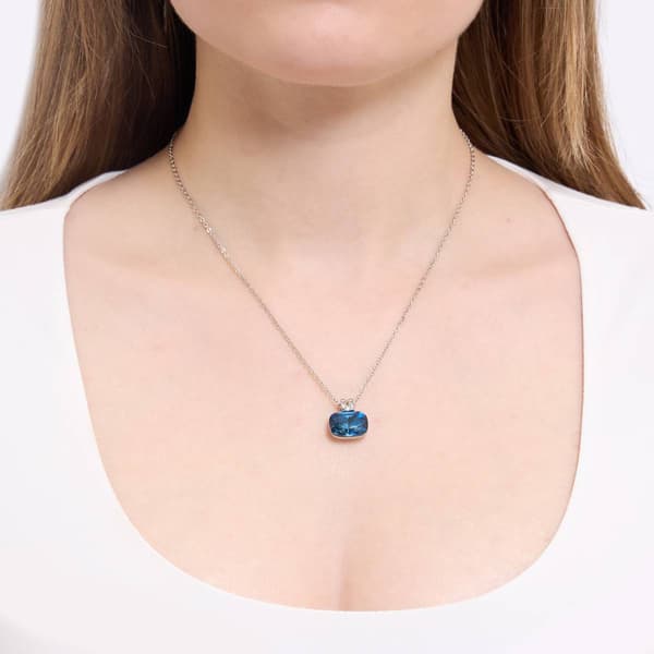 Athra Silver Plated & Dark Blue Crystal Pendant Necklace
