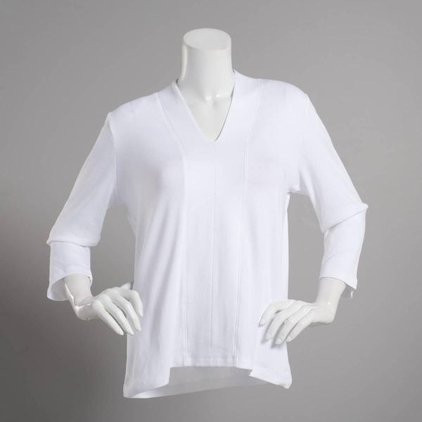 Womens Hasting & Smith 3/4 Sleeve Seamed Front V-Neck Tee