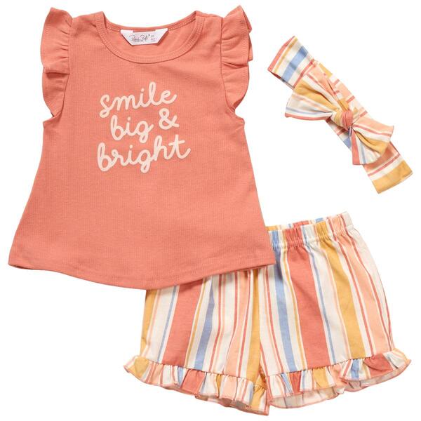 Toddler Girl Rene Rofe&#40;R&#41; 3pc. Smile Big Bright Top & Shorts Set - image 
