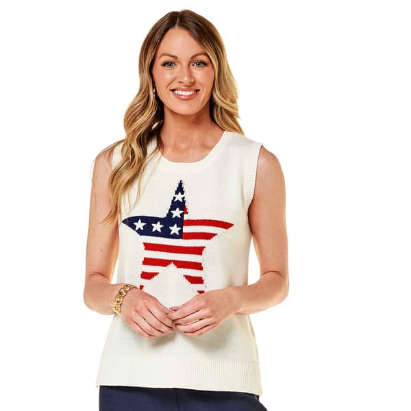 Plus Size Preswick & Moore(R) Sleeveless American Flag Sweater Vest - image 