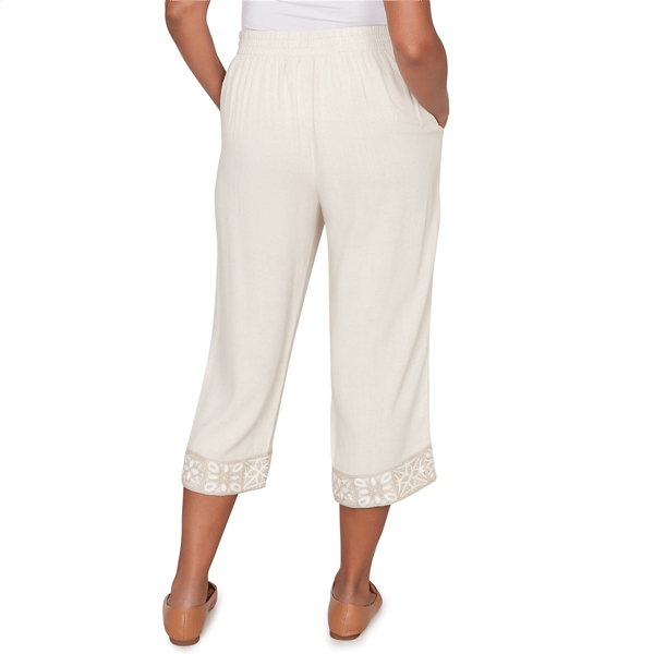 Womens Alfred Dunner Natural Wonder Embroidered Linen Capris