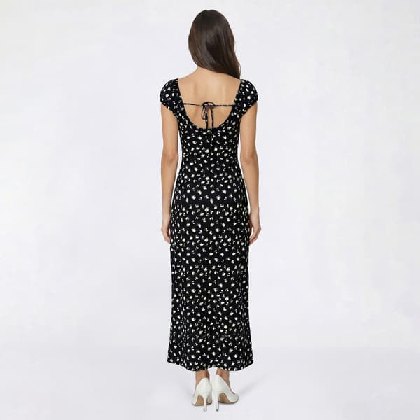 Juniors Madden Girl Puff Sleeve Tie Back Floral Midi Dress
