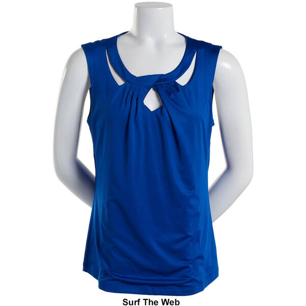 Womens Zac & Rachel Sleeveless Solid ITY Cut-Out Top