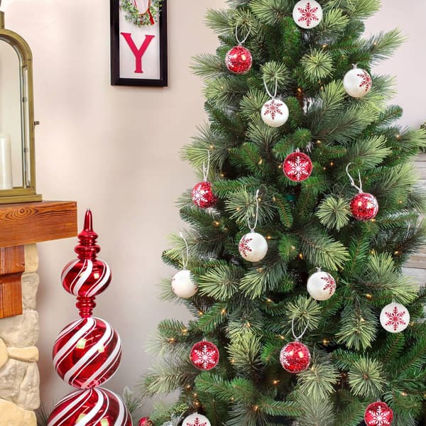 National Tree 6pc. Red & White Snowflake Shatterproof Ornaments