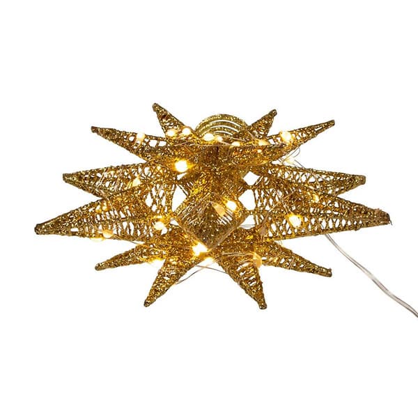 Kurt Adler Pre-Lit Twinkling LED Gold Starburst Tree Topper