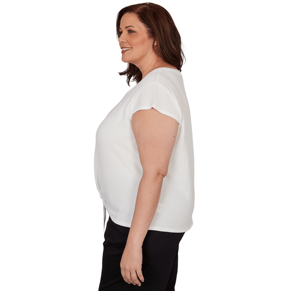 Plus Size Emaline Verde Grove II Cap Sleeve Tie Front Blouse