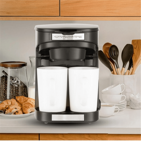 Ovente Double Drip Coffee Maker with Mugs
