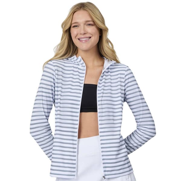 Womens Free Country Sunfree Full Zip Stripe Sun Shirt