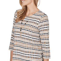Petite Alfred Dunner Cityscape Biadere Stripe Blouse