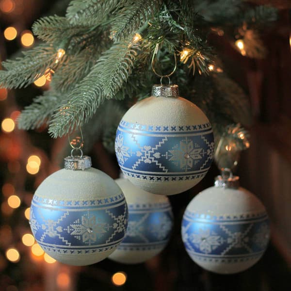 Northlight Seasonal 4pc. Silver Nordic Pattern Glass Ornamen