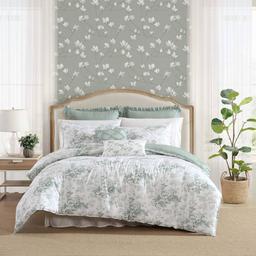 Laura Ashley Toile Delight Cotton Reversible Comforter Set