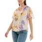 Womens Zac & Rachel Short Sleeve Split Neck Floral Chiffon Blouse - image 3