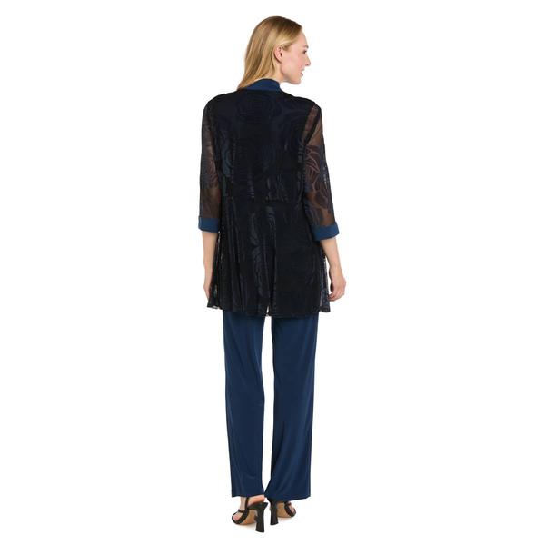 Petite R&M Richards 3/4 Sleeve Sheer Floral Pant Set