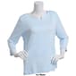 Womens Hasting & Smith 3/4 Sleeve Split Neck Faux Button Tee - image 5