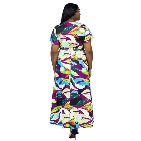 Plus Size 24/7 Comfort Apparel Floral High Low Wrap Dress