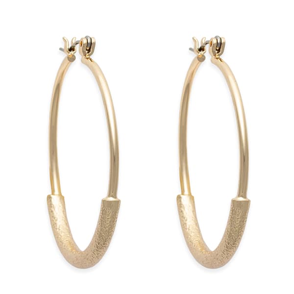 Freedom Gold-Tone Sand Dusted Bottoms Click-Top Hoop Earrings