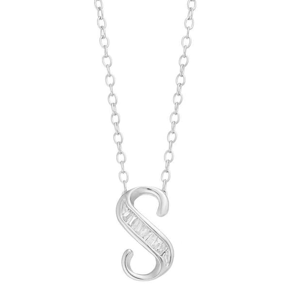 Diamond Classics(tm) 1/20ctw. Baguette Diamond S Initial Pendant - image 