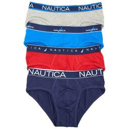 Mens Nautica 4pk Cotton/Stretch Brief - Navy/Blue/Red