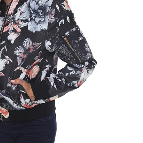 Womens White Mark Floral Bomber Jacket