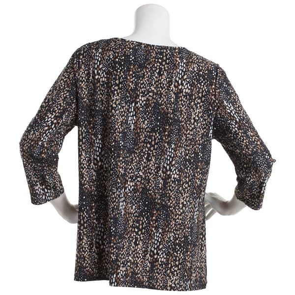 Womens Emily Daniels 3/4 Sleeve Abstract Dot Scoop Neck Blouse
