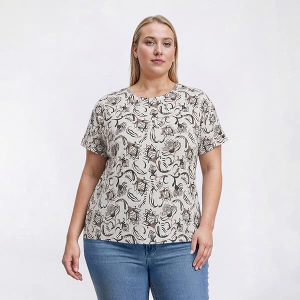 Plus Size Hasting & Smith Short Sleeve Smock Shoulder Floral Tee