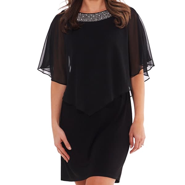 Plus Size MSK Bead Trim Chiffon Overlay Dress