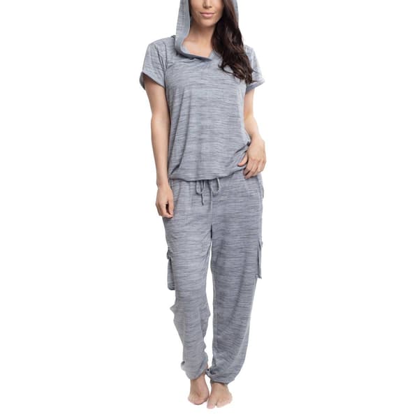 Womens Hanes&#40;R&#41; All Natural Solid Pajama Set w/ Hood - image 