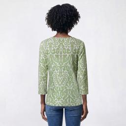Womens Emily Daniels 3/4 Sleeve Scroll Tonal Jacquard Tee