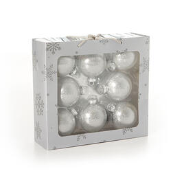 8 Count Silver Glitter Glass Ball Ornaments