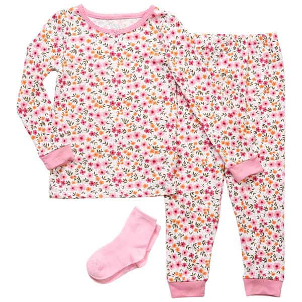 Toddler Girl Sleep On It(R) Flower Tight Fit Pajamas with Socks - image 