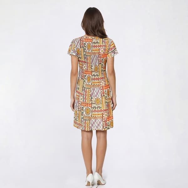 Womens Ninety Clothing Flutter Sleeve Patchwork Shift Dress